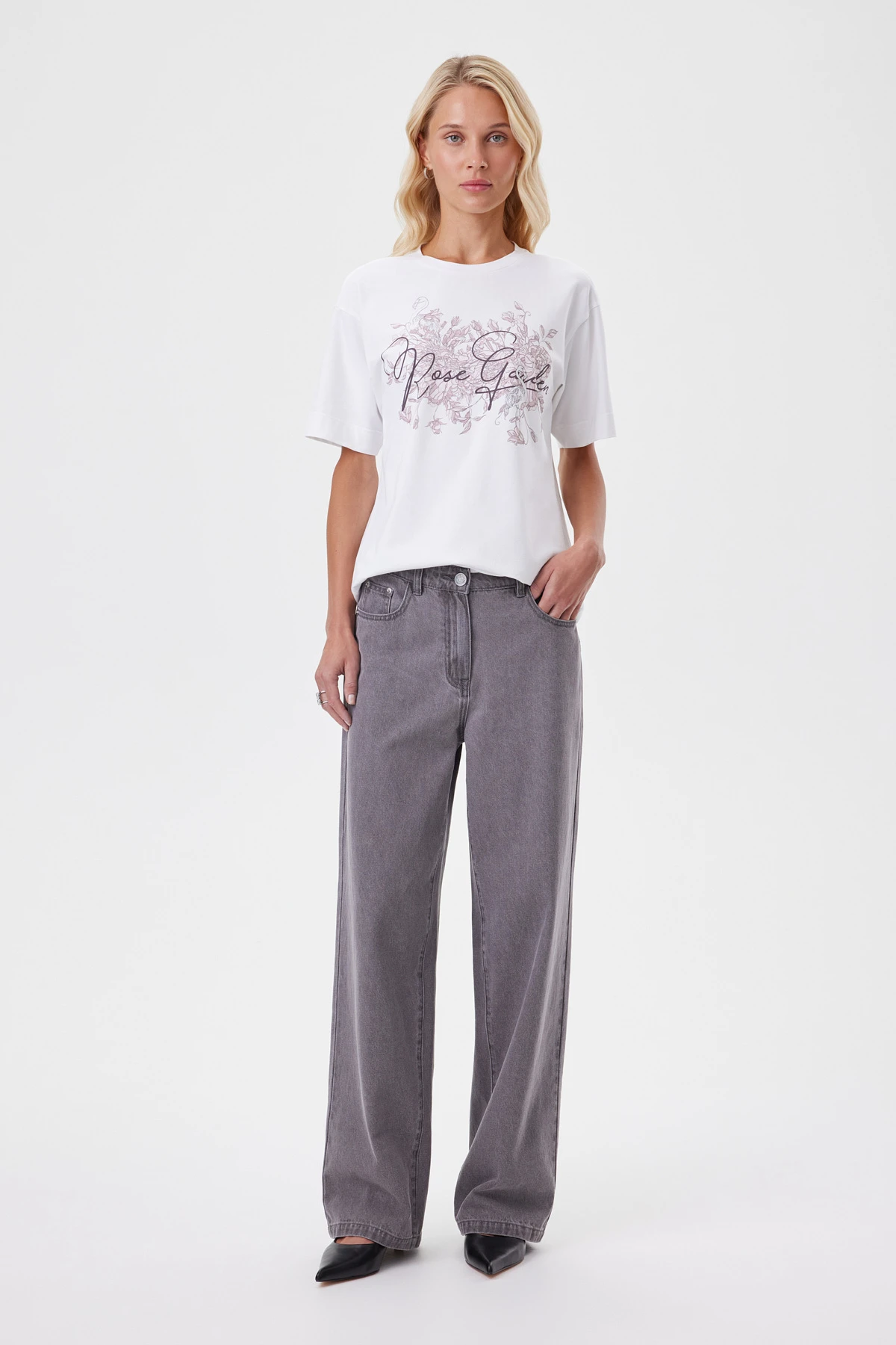 Брюки джинсовые серые 1