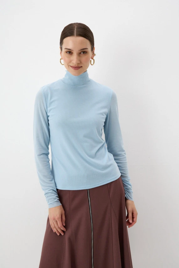 Водолазка-сетка голубая