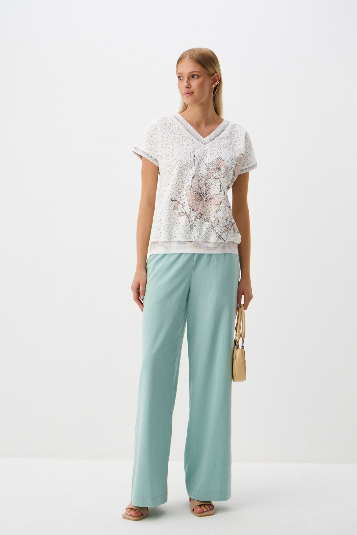 

Брюки мятные прямые