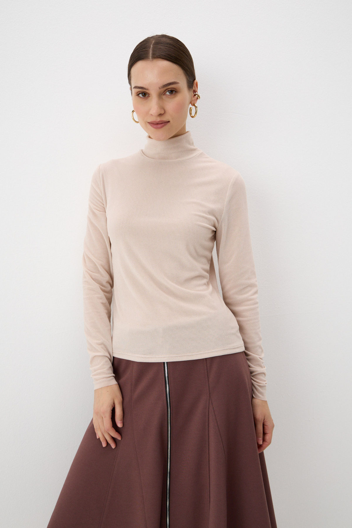 

Водолазка-сетка пудровая